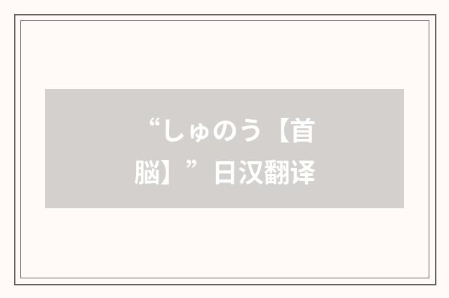 “しゅのう【首脳】”日汉翻译