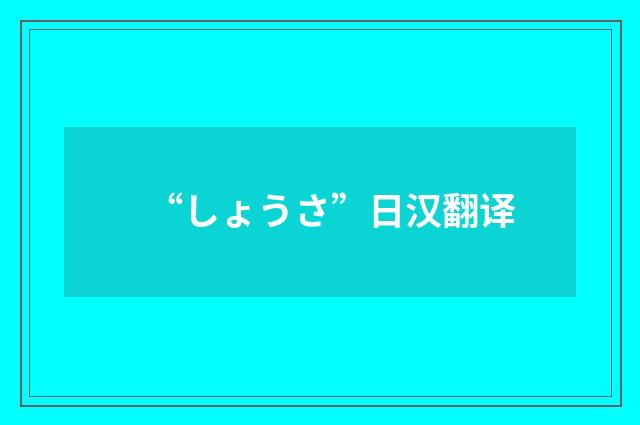 “しょうさ”日汉翻译