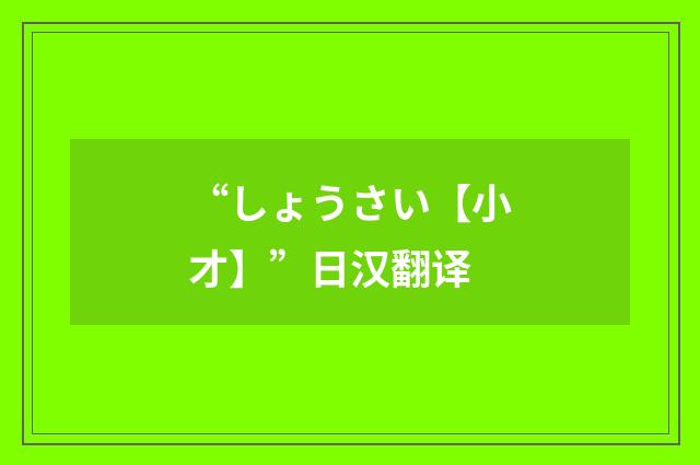 “しょうさい【小才】”日汉翻译
