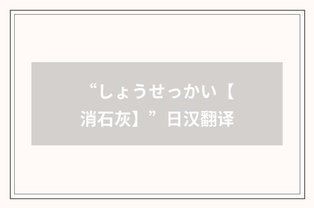 “しょうせっかい【消石灰】”日汉翻译