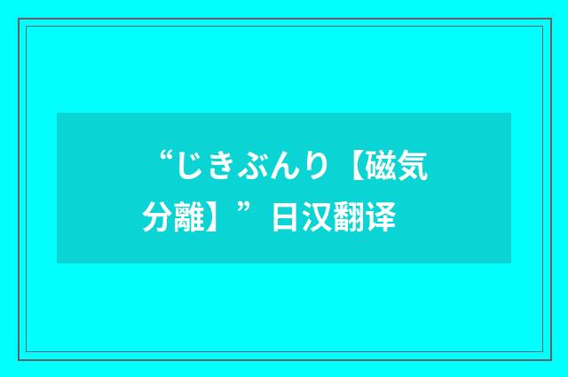 “じきぶんり【磁気分離】”日汉翻译