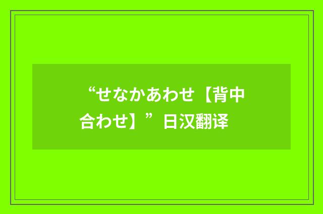 “せなかあわせ【背中合わせ】”日汉翻译