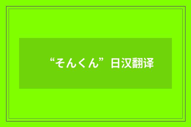 “そんくん”日汉翻译