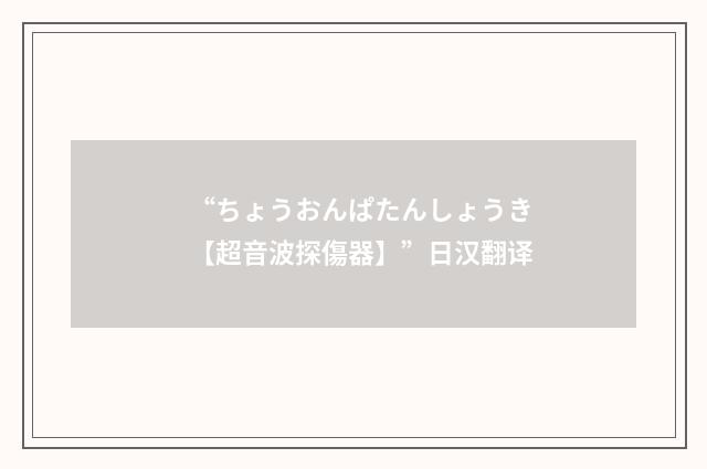 “ちょうおんぱたんしょうき【超音波探傷器】”日汉翻译