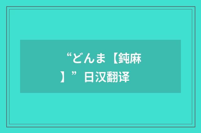 “どんま【鈍麻】”日汉翻译