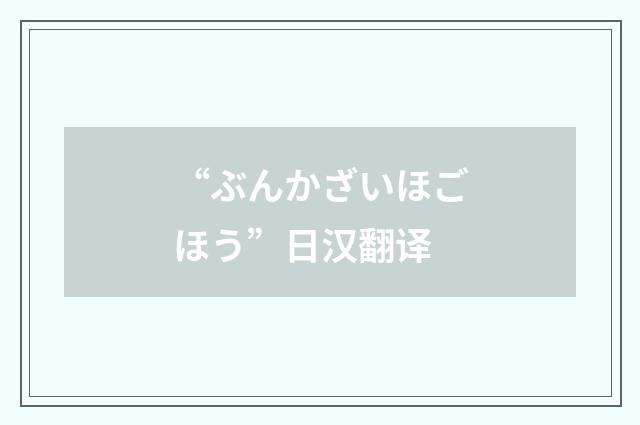 “ぶんかざいほごほう”日汉翻译