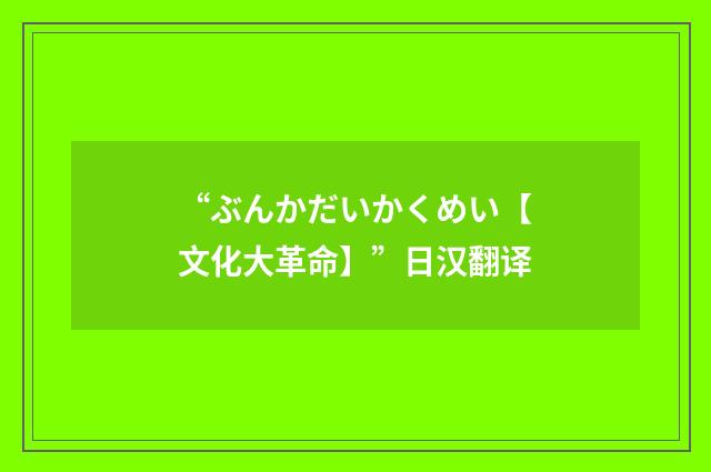 “ぶんかだいかくめい【文化大革命】”日汉翻译