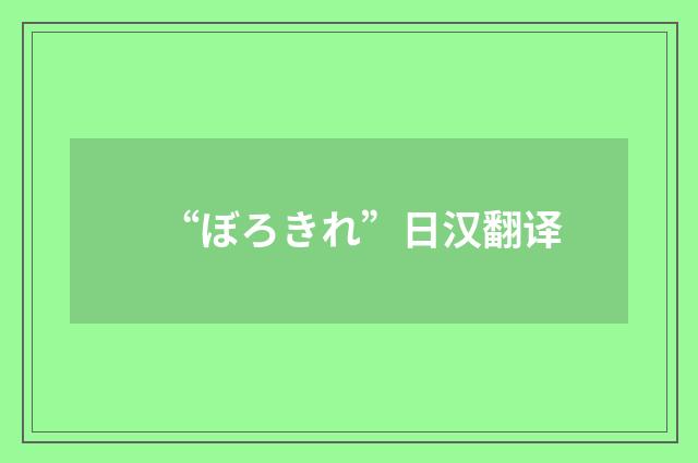 “ぼろきれ”日汉翻译