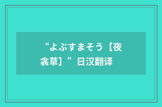 “よぶすまそう【夜衾草】”日汉翻译