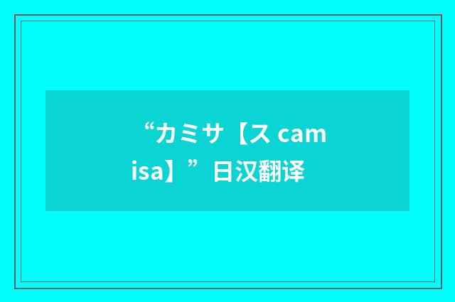 “カミサ【ス camisa】”日汉翻译