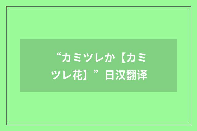 “カミツレか【カミツレ花】”日汉翻译
