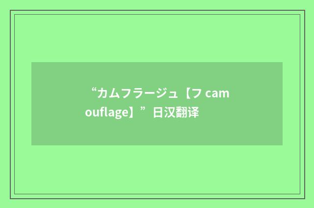 “カムフラージュ【フ camouflage】”日汉翻译