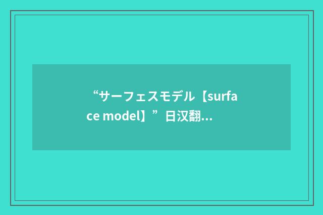 “サーフェスモデル【surface model】”日汉翻译