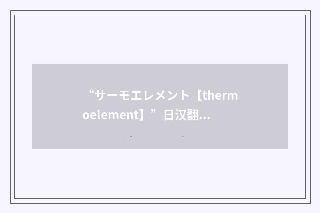 “サーモエレメント【thermoelement】”日汉翻译