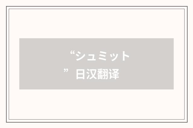 “シュミット”日汉翻译