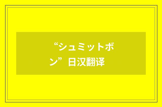 “シュミットボン”日汉翻译