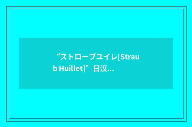 “ストローブユイレ[Straub Huillet]”日汉翻译