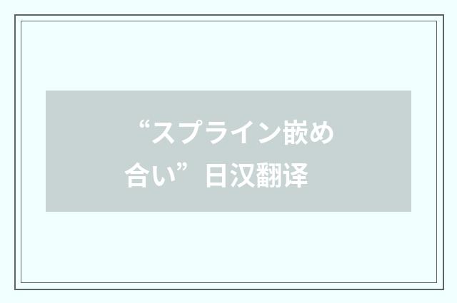 “スプライン嵌め合い”日汉翻译