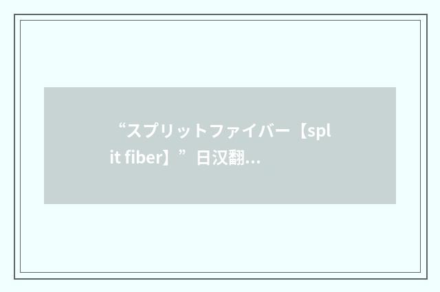 “スプリットファイバー【split fiber】”日汉翻译