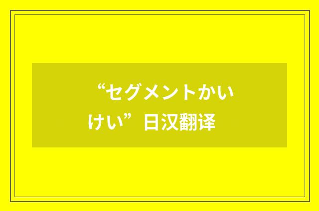 “セグメントかいけい”日汉翻译