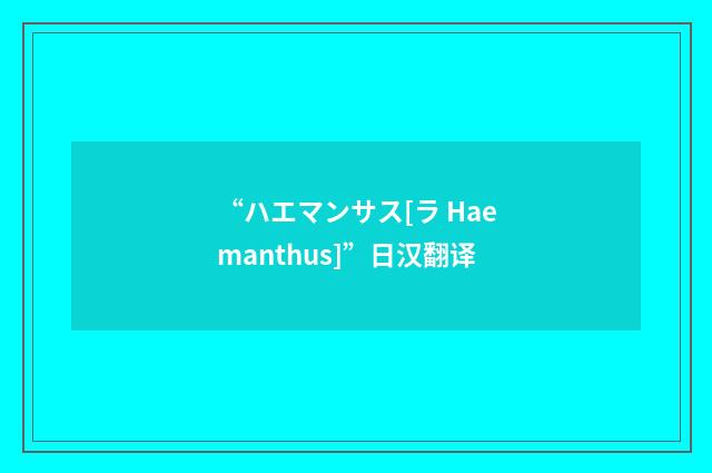 “ハエマンサス[ラ Haemanthus]”日汉翻译