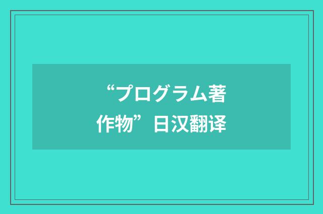 “プログラム著作物”日汉翻译