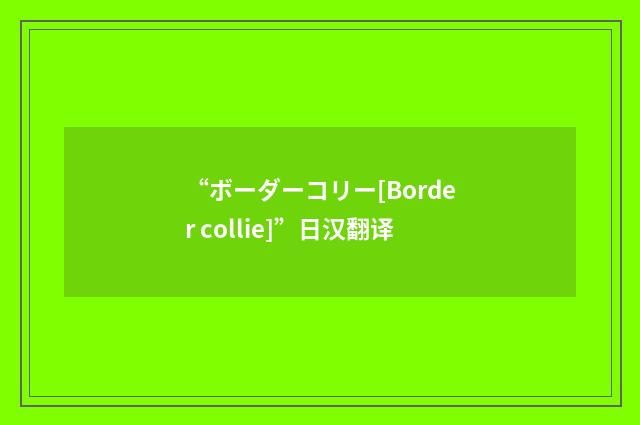 “ボーダーコリー[Border collie]”日汉翻译