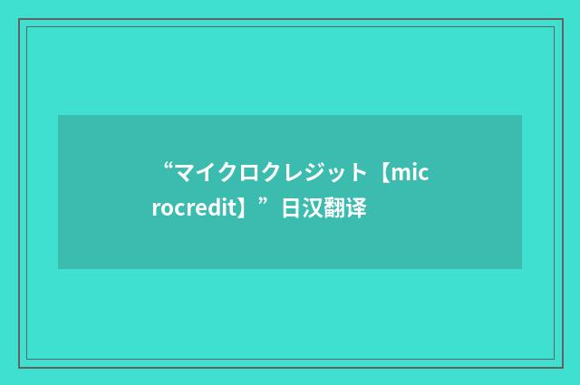 “マイクロクレジット【microcredit】”日汉翻译