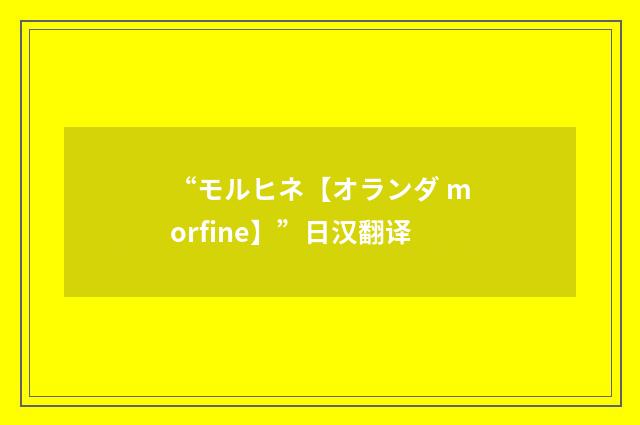 “モルヒネ【オランダ morfine】”日汉翻译