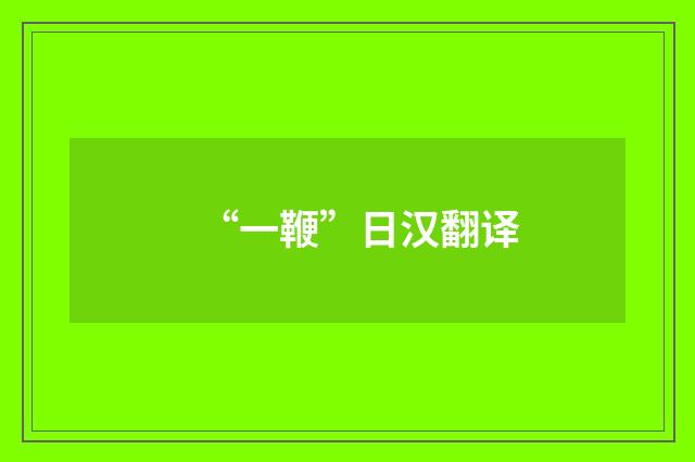 “一鞭”日汉翻译