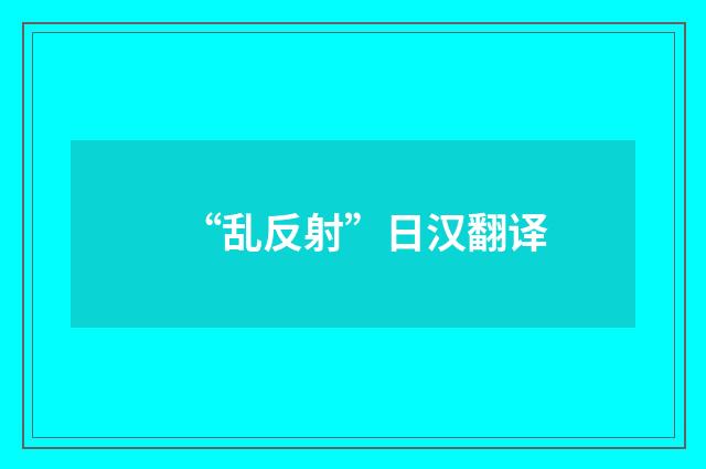 “乱反射”日汉翻译