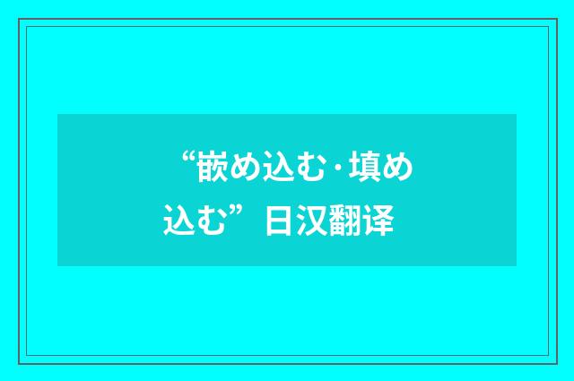 “嵌め込む·填め込む”日汉翻译