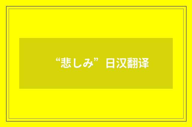 “悲しみ”日汉翻译