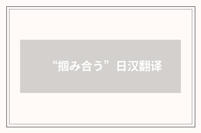 “掴み合う”日汉翻译
