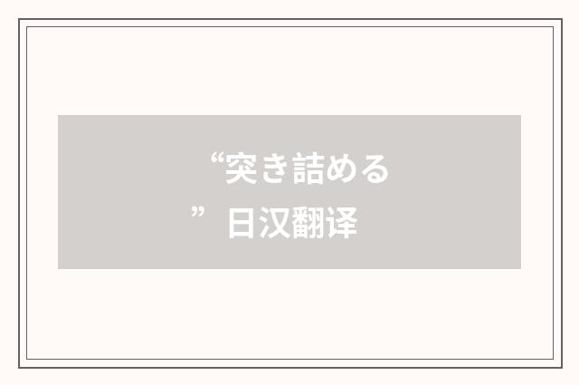“突き詰める”日汉翻译