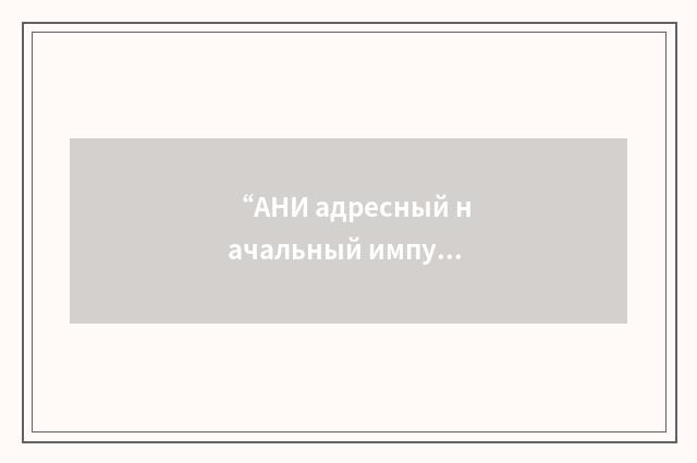 “АНИ адресный начальный импульс”俄汉翻译