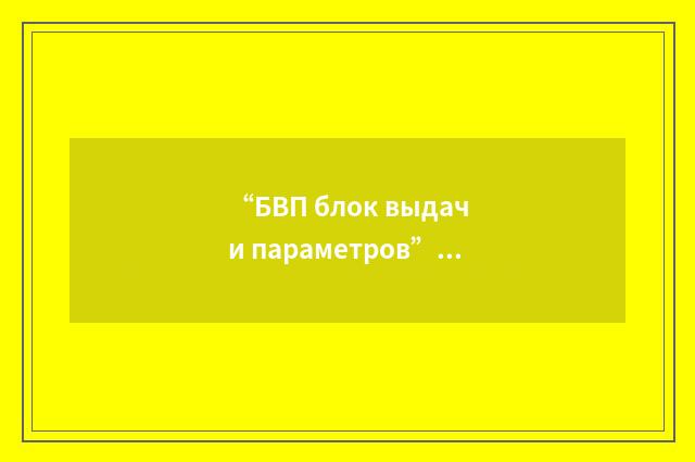 “БВП блок выдачи параметров”俄汉翻译