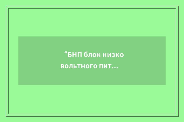 “БНП блок низковольтного питания”俄汉翻译