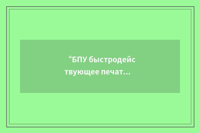 “БПУ быстродействующее печатающее устройство”俄汉翻译