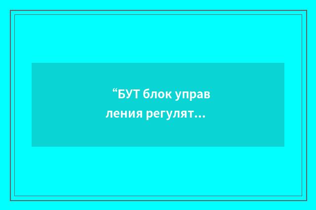 “БУТ блок управления регулятора температуры”俄汉翻译