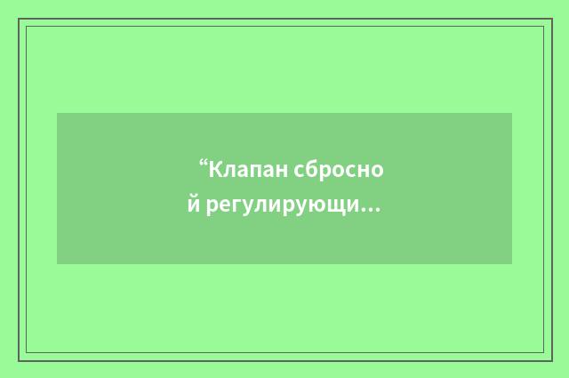 “Клапан сбросной регулирующий”俄汉翻译