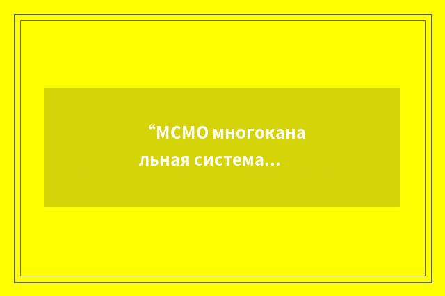 “МСМО многоканальная система массового обслуживания”俄汉翻译