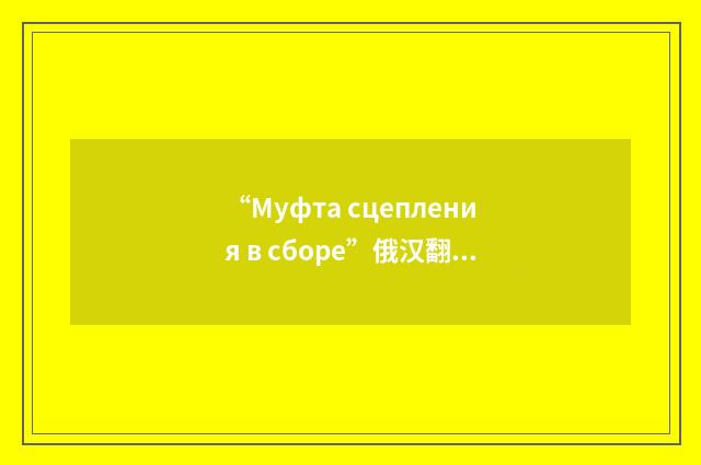 “Муфта сцепления в сборе”俄汉翻译