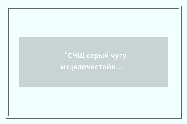 “СЧЩ серый чугун щелочестойкий”俄汉翻译