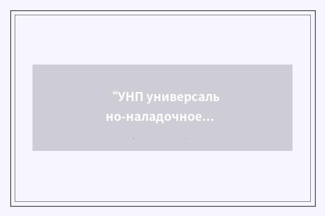 “УНП универсально-наладочное приспособление”俄汉翻译