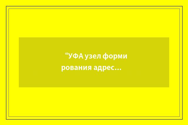 “УФА узел формирования адреса”俄汉翻译
