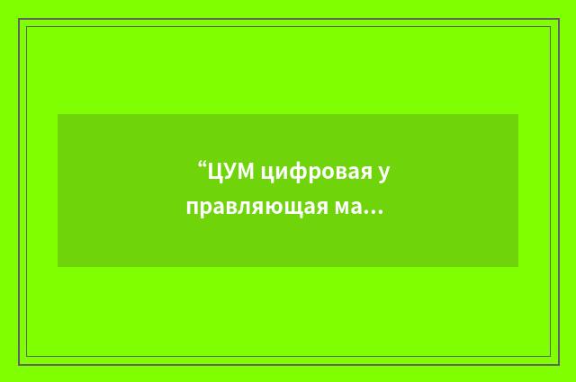 “ЦУМ цифровая управляющая машина”俄汉翻译