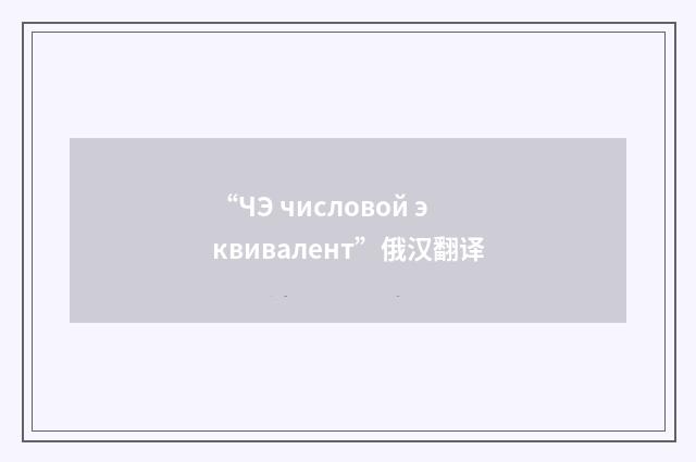 “ЧЭ числовой эквивалент”俄汉翻译