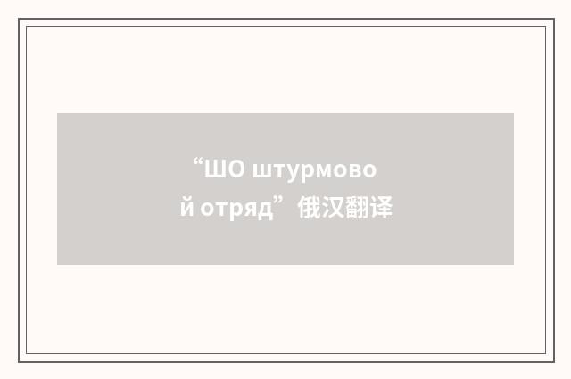 “ШО штурмовой отряд”俄汉翻译
