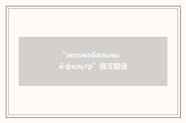 “автомобильный фильтр”俄汉翻译